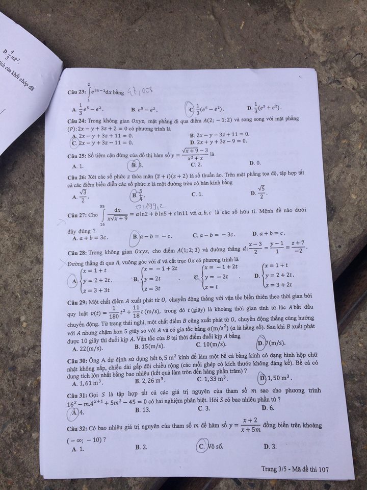 Đề thi, đáp án môn Toán mã đề 107 THPT Quốc gia 2018 chuẩn nhất (Hình 3).