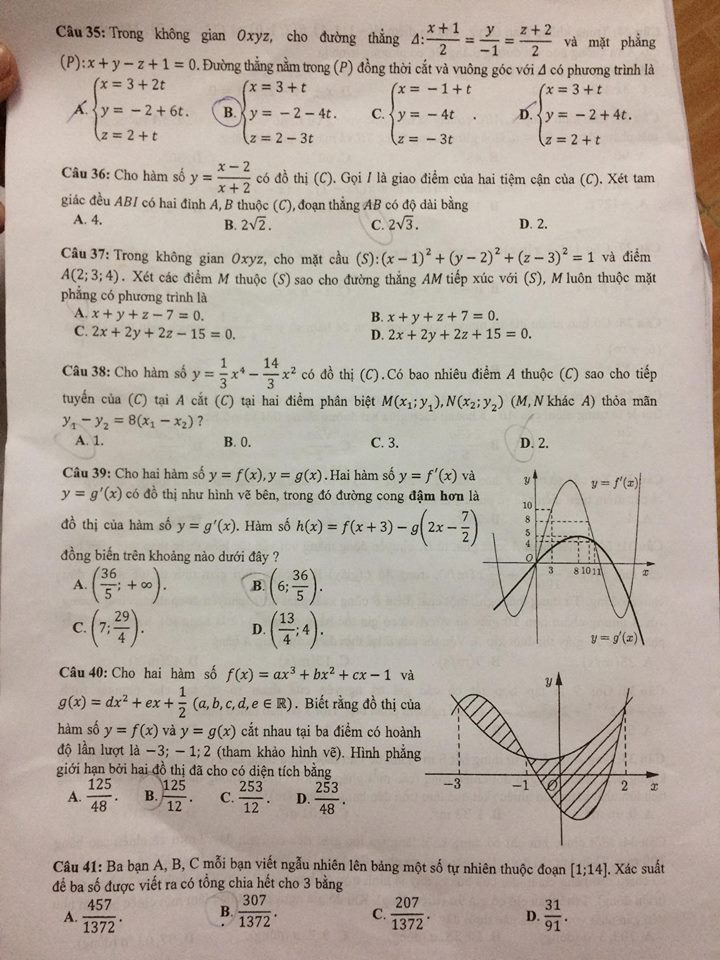 Đề thi, đáp án môn Toán mã đề 113 THPT Quốc gia 2018 chuẩn nhất (Hình 4).