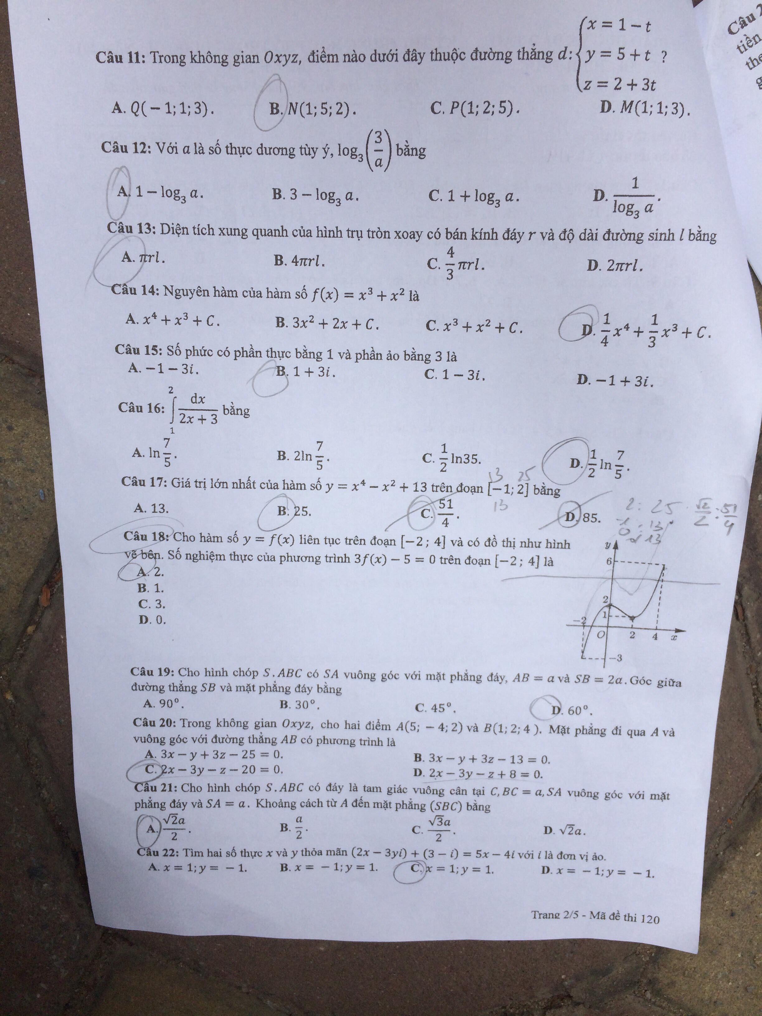 Đề thi, đáp án môn Toán mã đề 120 THPT Quốc gia 2018  chuẩn nhất (Hình 2).