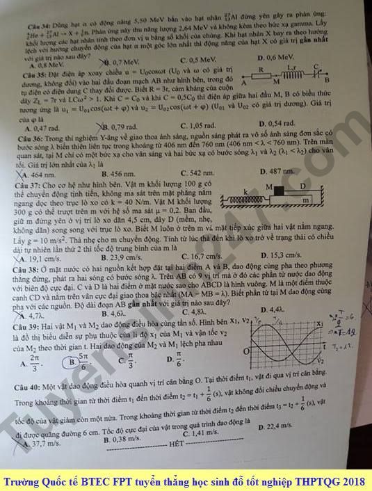 Đề thi, đáp án môn Vật lý mã đề 210 THPT Quốc gia 2018 chuẩn nhất (Hình 4).