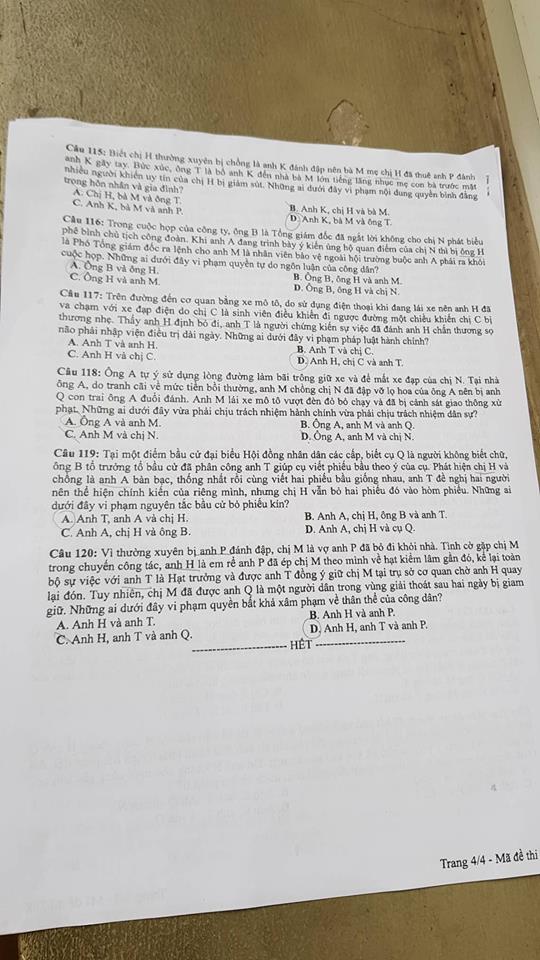 Đề thi, đáp án môn Giáo dục công dân mã đề 308 THPT Quốc gia 2018 chuẩn nhất (Hình 4).