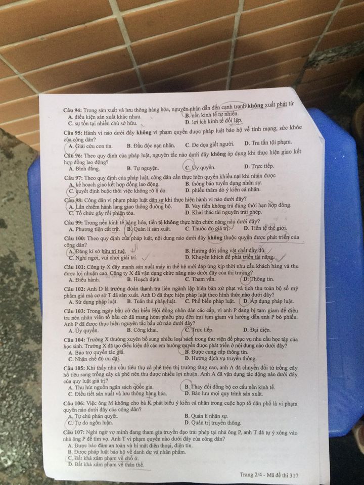 Đề thi, đáp án môn Giáo dục công dân mã đề 317 THPT Quốc gia 2018 chuẩn nhất (Hình 2).