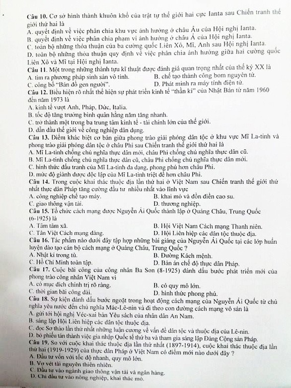 Giáo dục - Đáp án, đề thi môn Lịch sử vào lớp 10 tại Hà Nội chuẩn nhất, nhanh nhất (Hình 12).