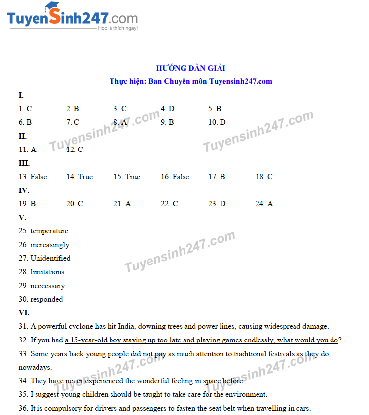 Giáo dục - Đáp án, đề thi môn Tiếng Anh vào lớp 10 tại TP.HCM chuẩn nhất, nhanh nhất (Hình 6).