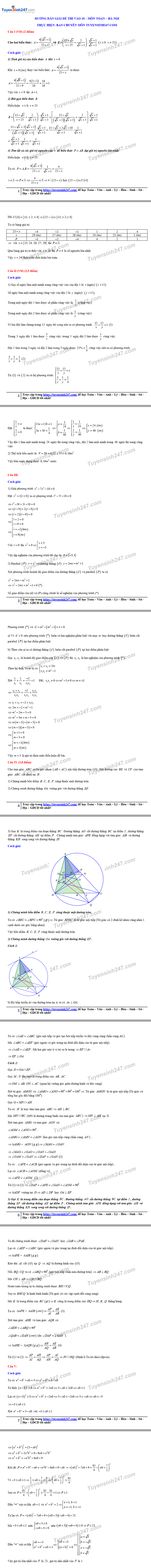 Giáo dục - Đáp án, đề thi môn Toán vào lớp 10 tại Hà Nội chuẩn nhất, nhanh nhất (Hình 2).