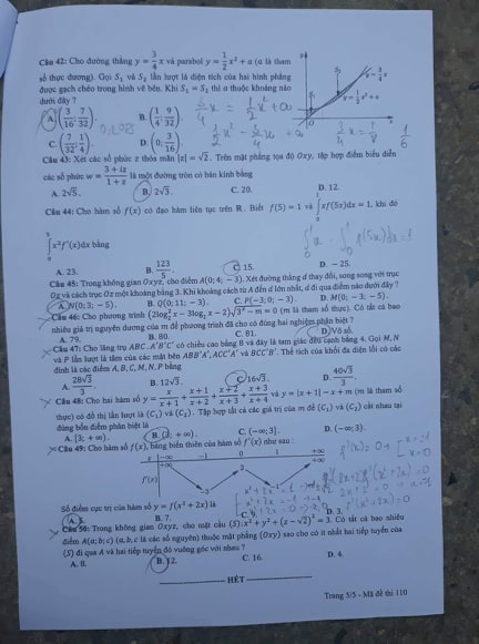 Giáo dục - Đáp án đề thi môn Toán thi THPT Quốc gia 2019 của bộ GD&ĐT mã đề 110 (Hình 6).