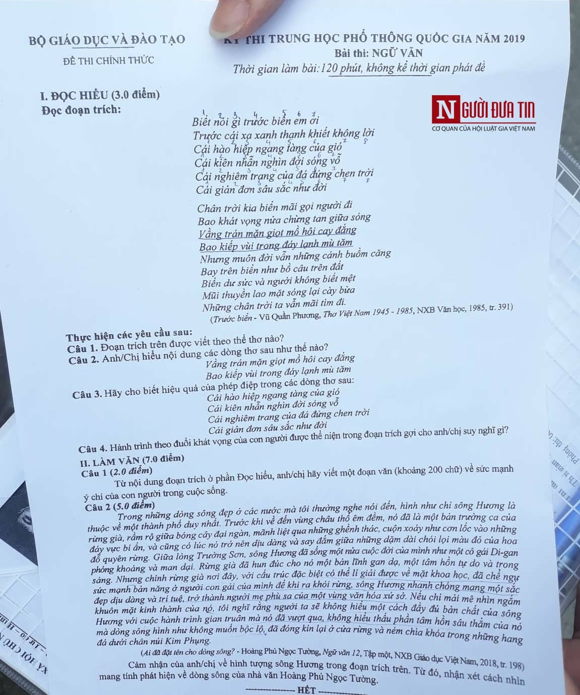 Giáo dục - 'Ai đã đặt tên cho dòng sông?' vào đề thi Văn thi THPT Quốc gia, thí sinh vui mừng ra về sớm