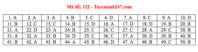 Giáo dục - Đáp án đề thi môn Toán tốt nghiệp THPT Quốc gia 2020 chuẩn nhất mã đề 122 (Hình 4).