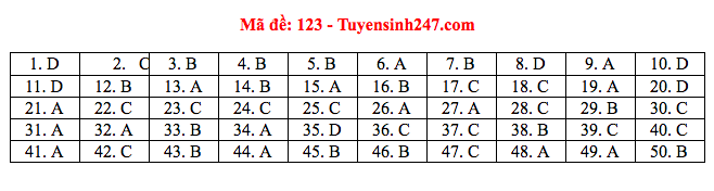 Giáo dục - Đáp án đề thi môn Toán tốt nghiệp THPT Quốc gia 2020 chuẩn nhất mã đề 123 (Hình 6).