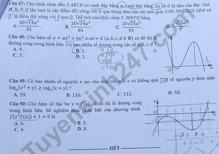 Giáo dục - Đáp án đề thi môn Toán tốt nghiệp THPT Quốc gia 2020 chuẩn nhất mã đề 117 (Hình 3).