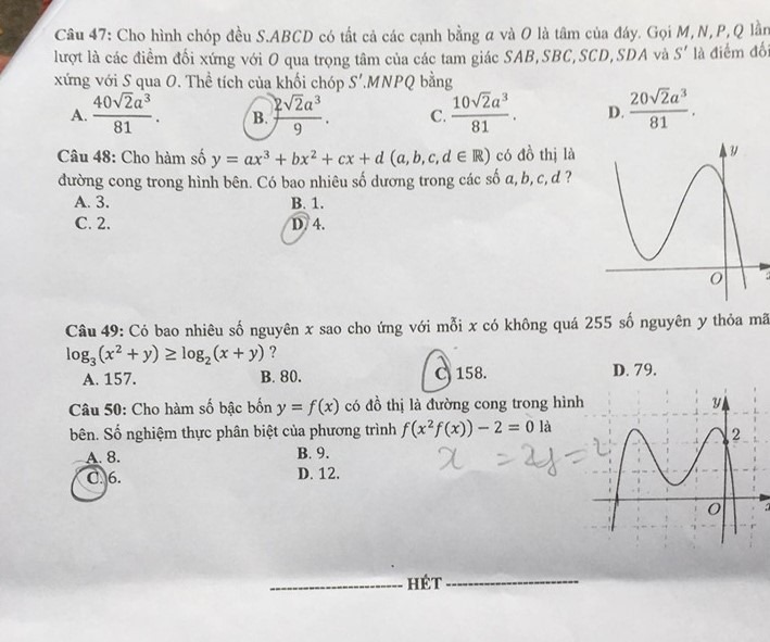 Giáo dục - Đáp án đề thi môn Toán tốt nghiệp THPT Quốc gia 2020 chuẩn nhất mã đề 122 (Hình 3).