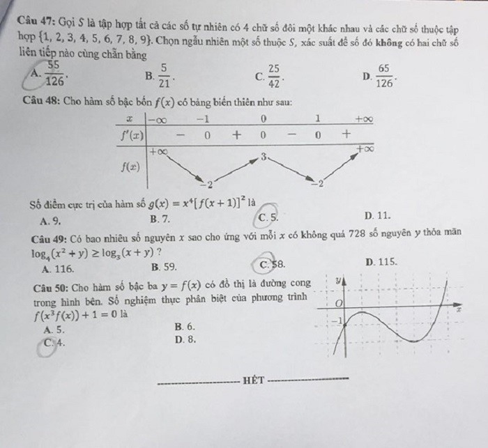 Giáo dục - Đáp án đề thi môn Toán tốt nghiệp THPT Quốc gia 2020 chuẩn nhất mã đề 123 (Hình 5).