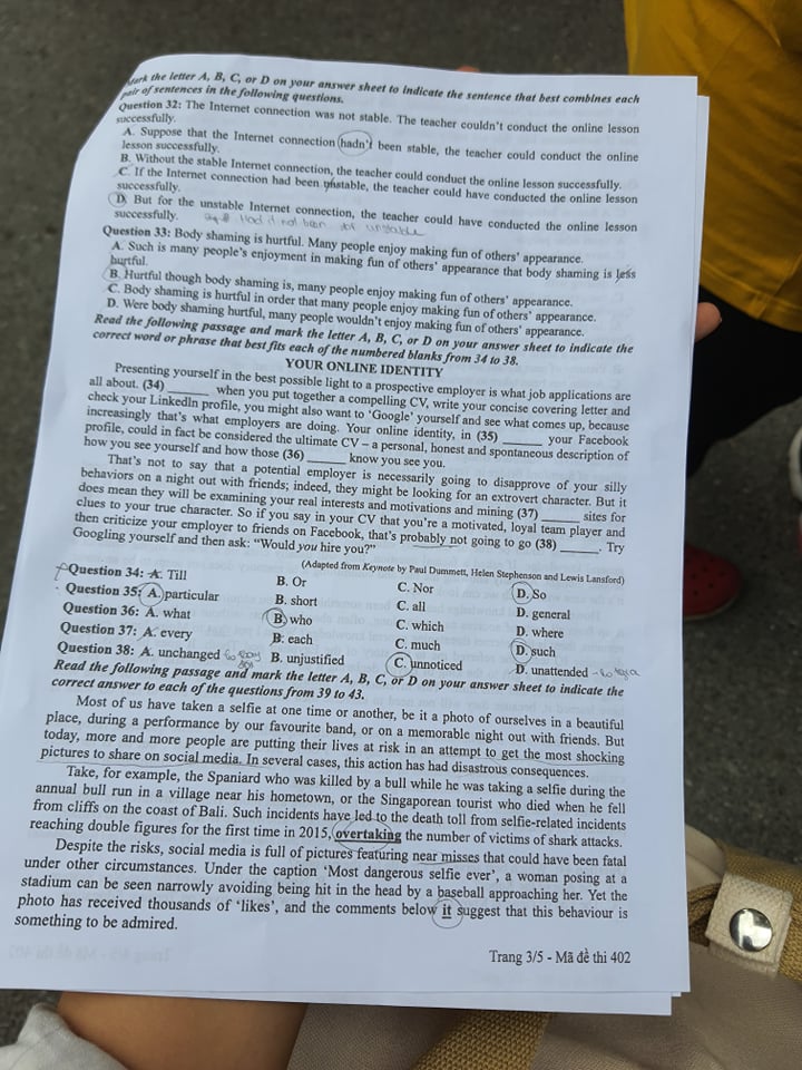 Giáo dục - Đáp án đề thi môn Tiếng Anh tốt nghiệp THPT 2020 chuẩn nhất mã đề 402 (Hình 3).