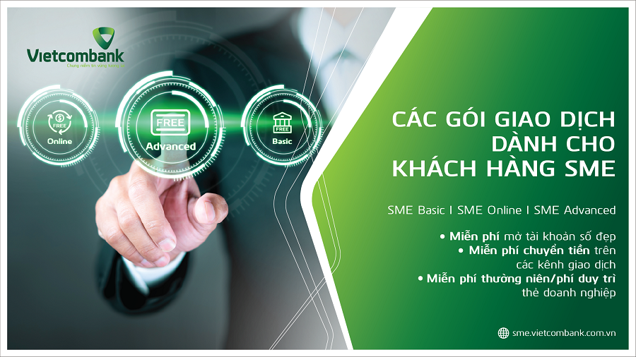 Kinh tế - Vietcombank tặng tài khoản số đẹp và miễn phí nhiều loại giao dịch cho doanh nghiệp nhỏ và vừa khi đăng ký gói giao dịch