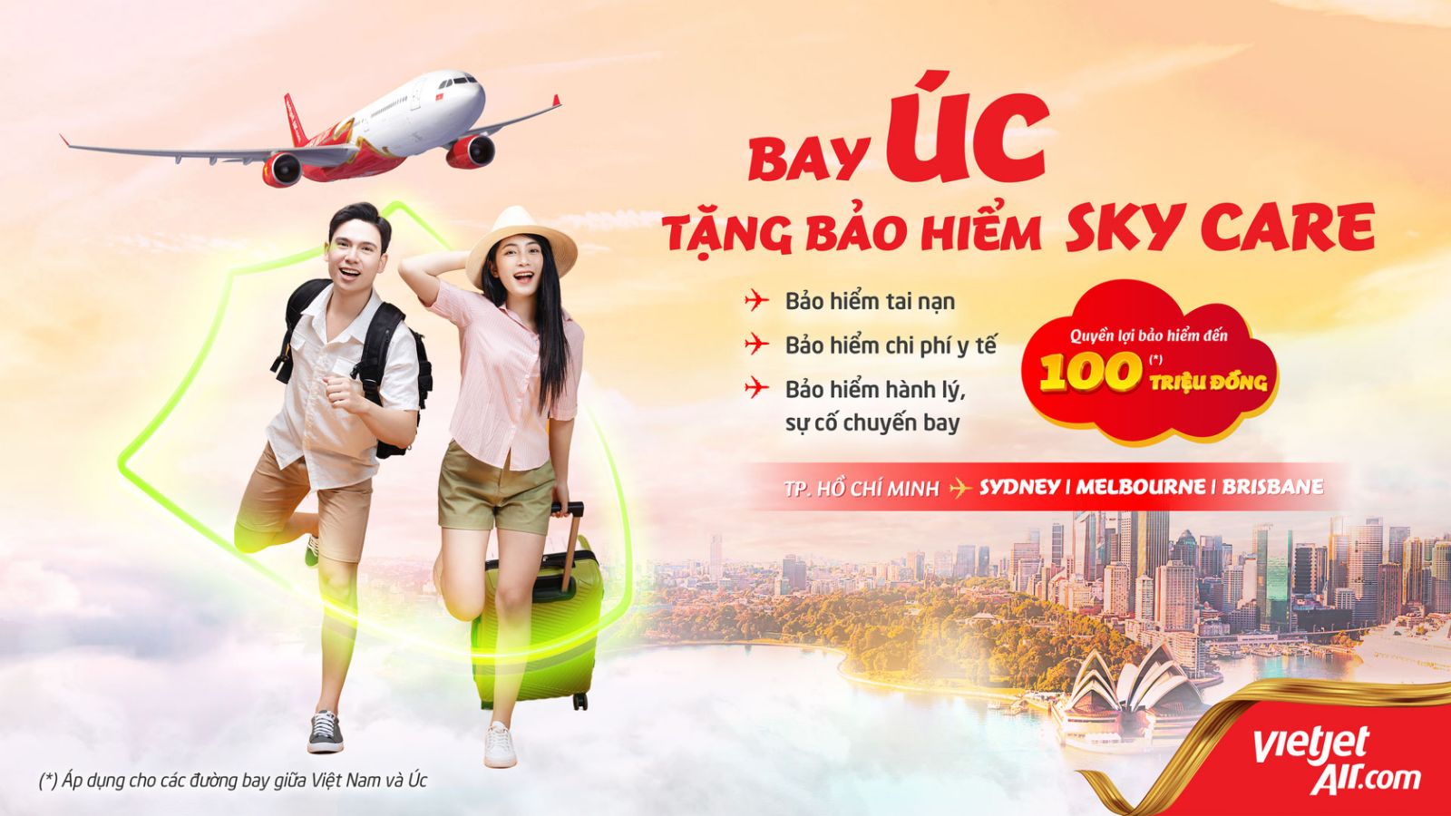 Kinh tế - Vietjet tặng bảo hiểm toàn diện Sky Care cho tất cả đường bay Úc, lên đến 100 triệu đồng