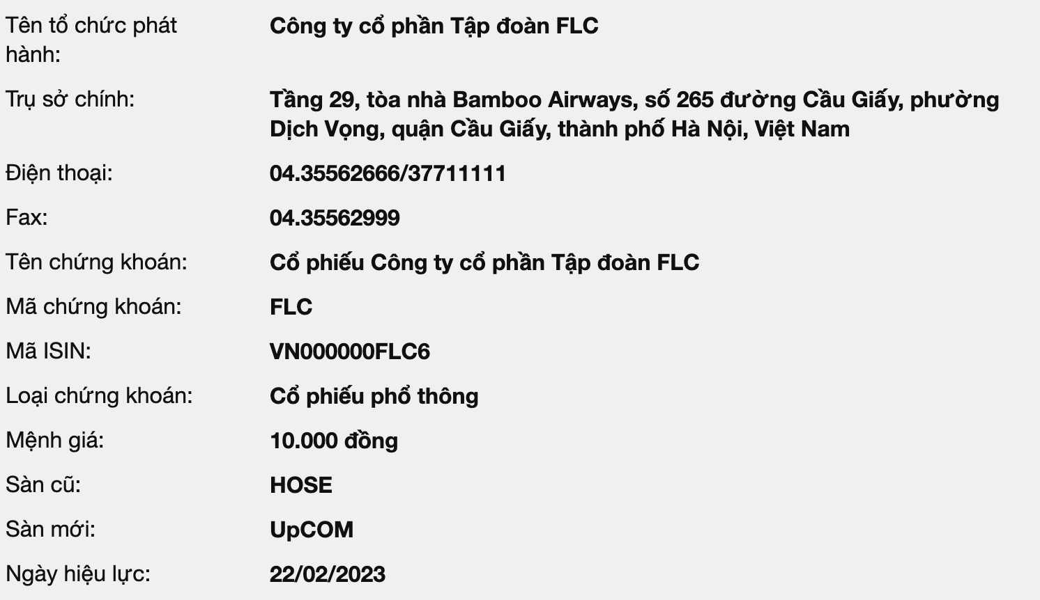 Hồ sơ doanh nghiệp - 710 triệu cổ phiếu FLC chuyển sàn sang UpCOM