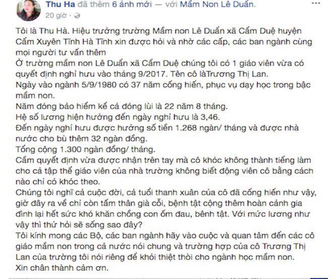 Xã hội - Căn nguyên cô giáo mầm non nhận lương hưu 1,3 triệu/tháng