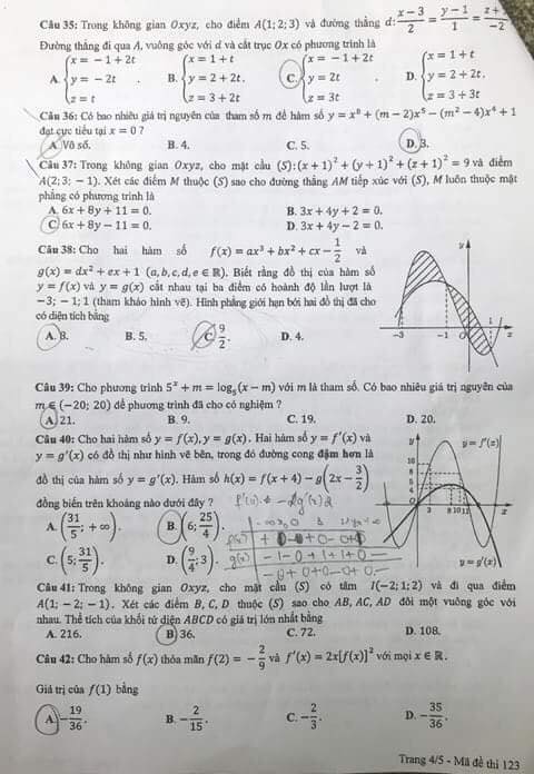 Đề thi, đáp án môn Toán mã đề 123 THPT Quốc gia 2018 chuẩn nhất (Hình 4).