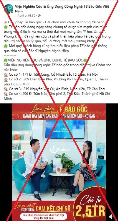 Sức khỏe - Tước giấy phép hoạt động Viện Nghiên cứu và Ứng dụng công nghệ tế bào gốc Việt Nam (Hình 2).