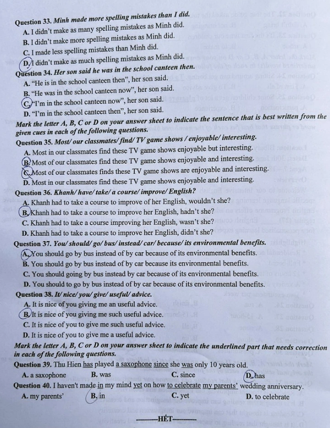 Xã hội - Đáp án đề thi môn tiếng Anh vào lớp 10 của Hà Nội (Hình 4).