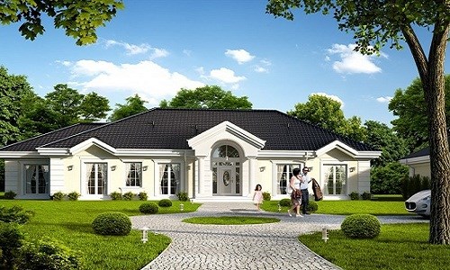 Mẫu biệt thự mái Thái 1 tầng cổ điển châu Âu dù đơn giản nhưng lại toát lên sự mạnh mẽ, sang trọng. (Ảnh: Thietkenhadep).
