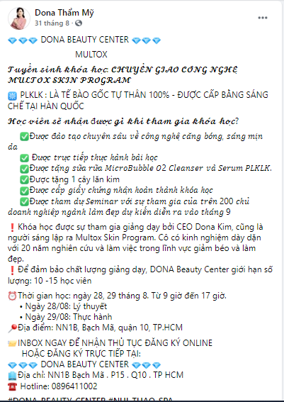 Xã hội - Thẩm mỹ Dona Beauty Center: Có được phép đào tạo dạy nghề?