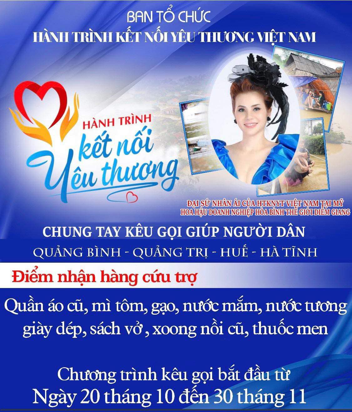 Xã hội - Lời kêu gọi cùng hướng về miền Trung của Hoa hậu Diễm Giang