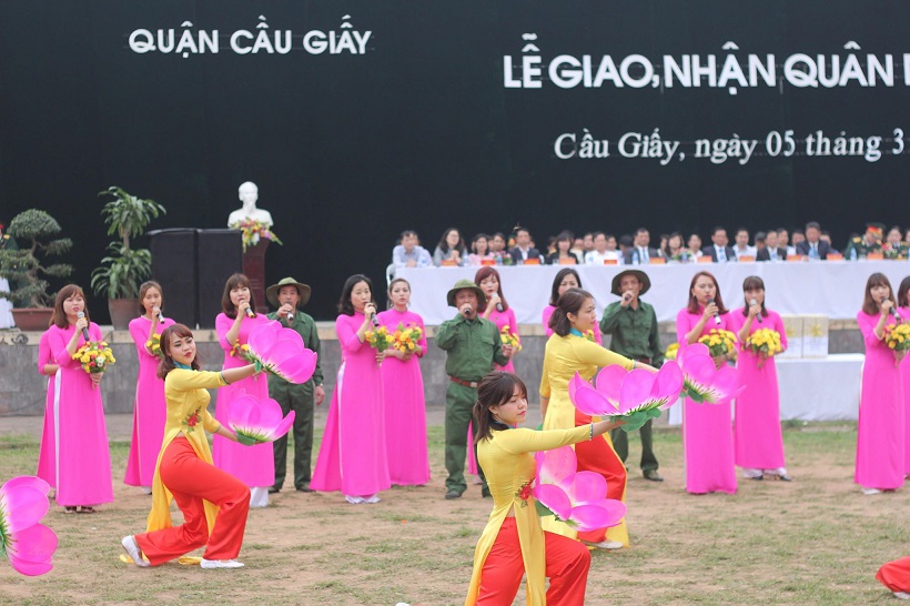 Lễ giao nhận quân năm 2018 được tổ chức tại quận Cầu Giấy sáng 5/3.