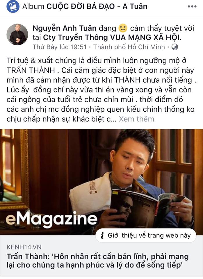 Truyền thông - “Ông trùm” Mạng xã hội A Tuân ngưỡng mộ Trấn Thành từ lúc chưa nổi tiếng
