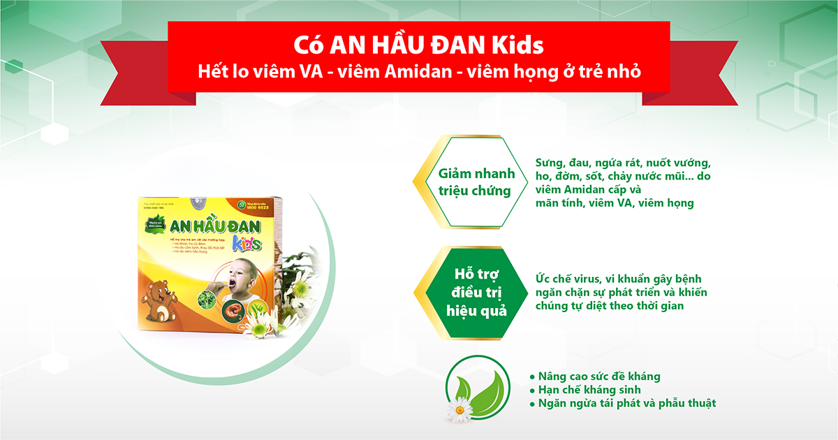 Thương hiệu - An Hầu Đan Kids - Sản phẩm dành cho trẻ viêm VA, viêm amidan, viêm họng