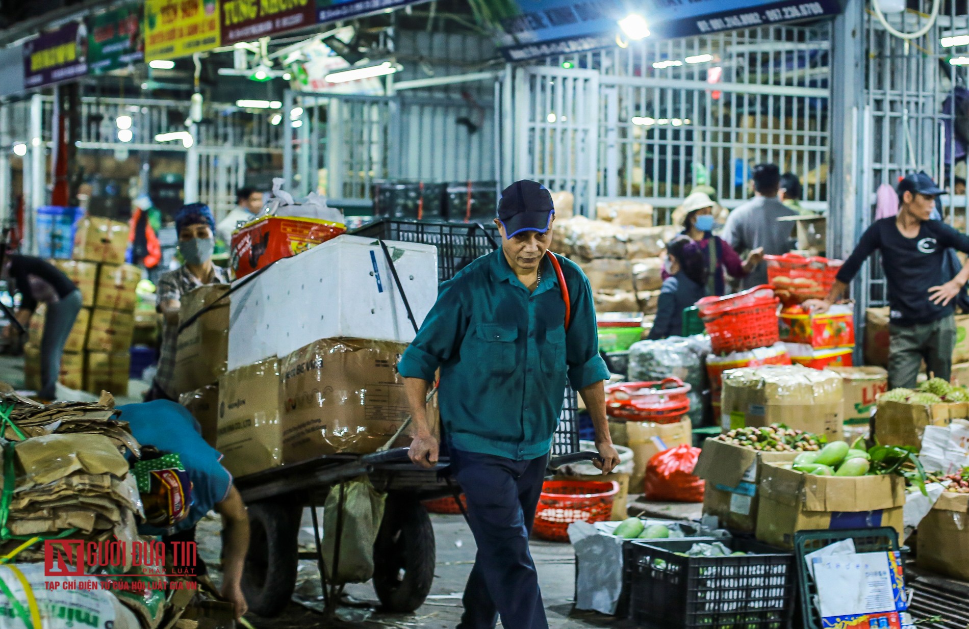 Tin nhanh - Người lao động vui vẻ kéo hàng trong đêm tại chợ hoa quả đầu mối (Hình 3).