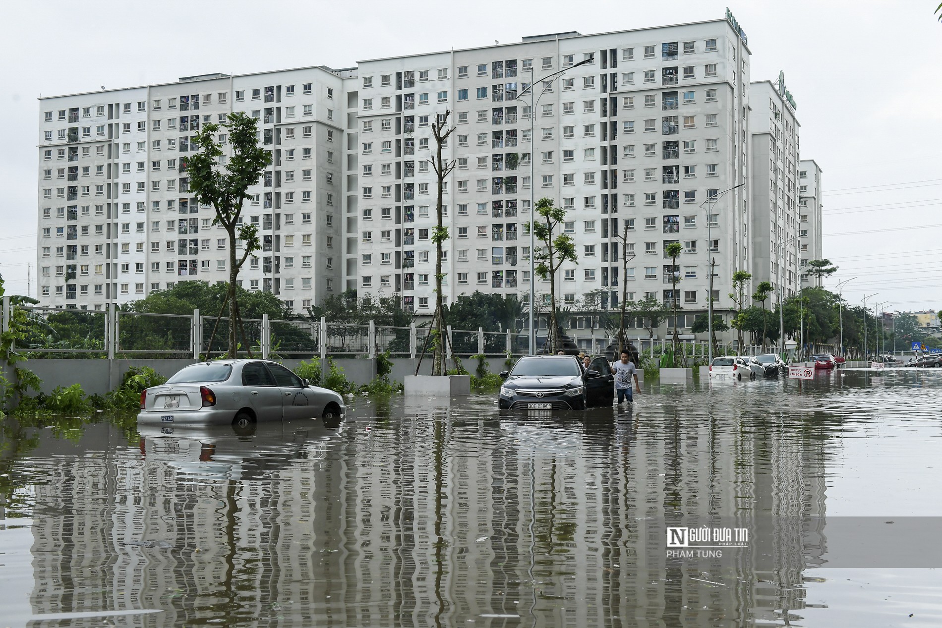 Dân sinh - Hàng loạt ô tô chìm trong “biển” nước sau mưa lớn (Hình 2).