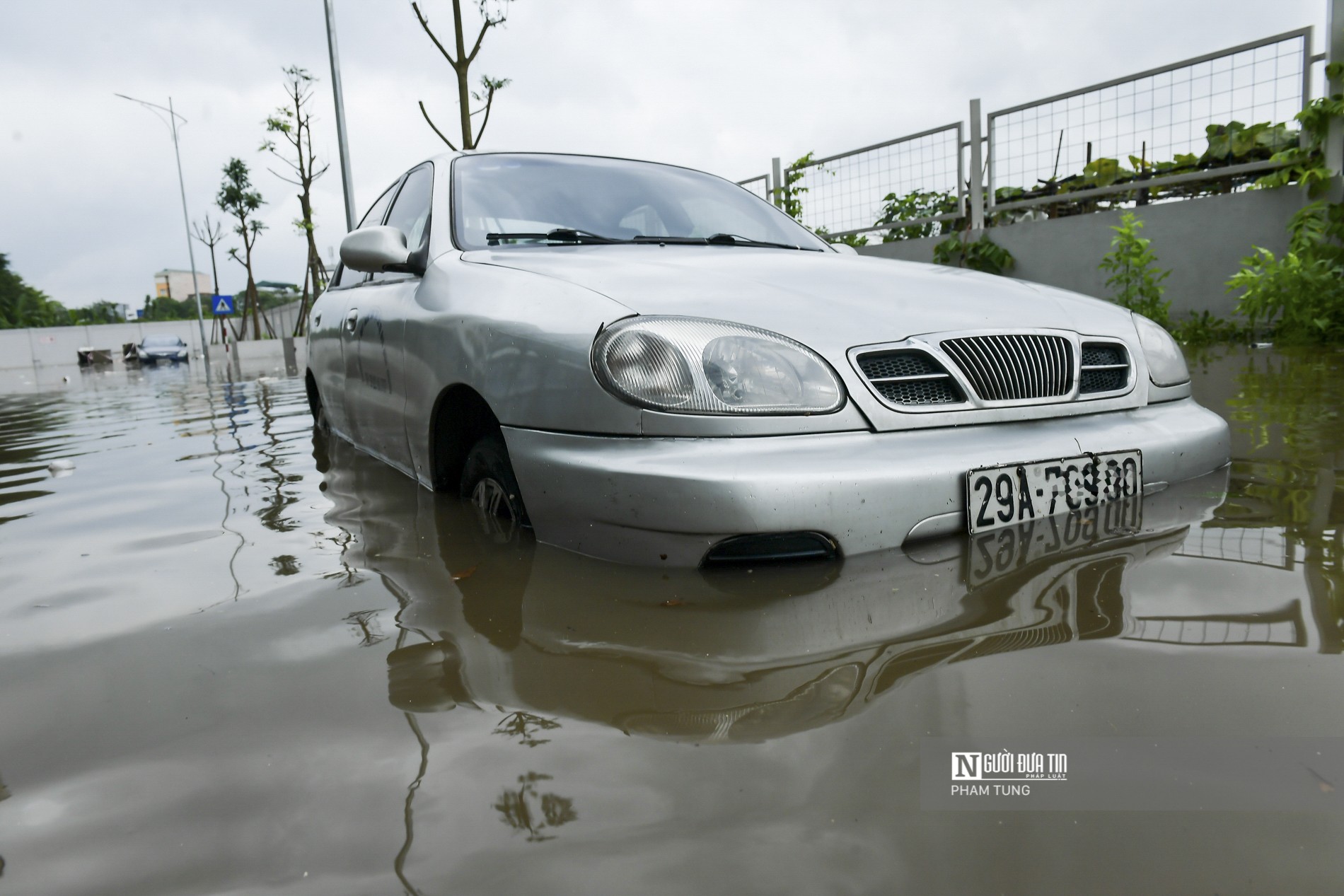 Dân sinh - Hàng loạt ô tô chìm trong “biển” nước sau mưa lớn (Hình 5).