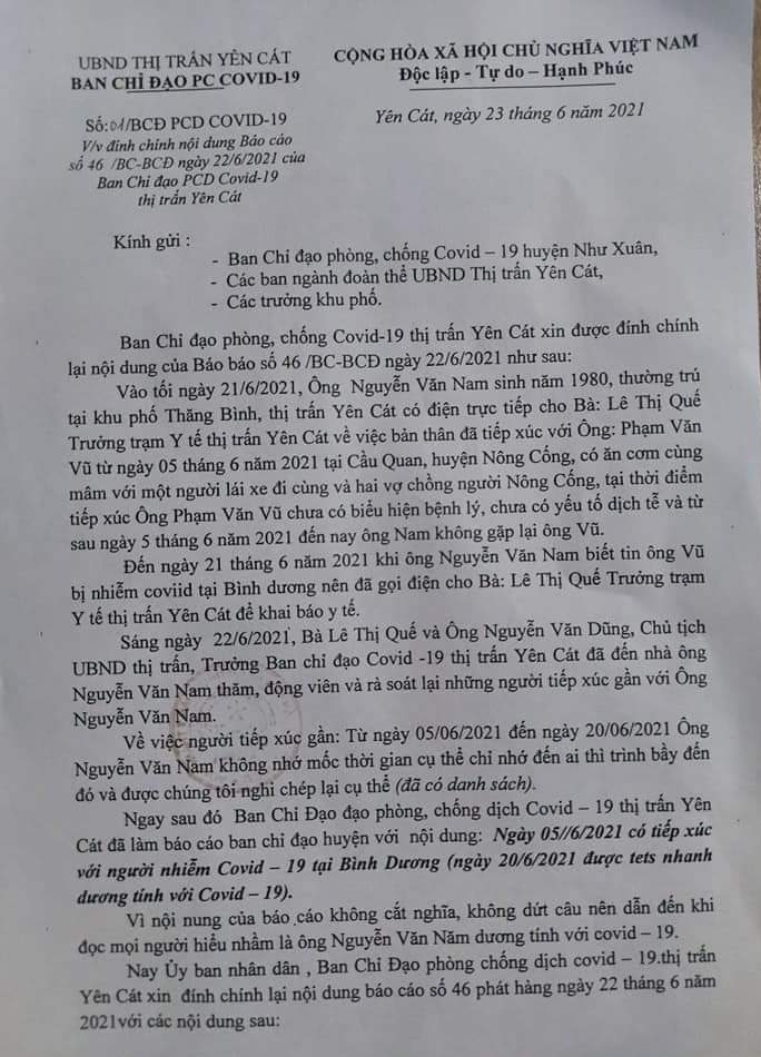 Sự kiện - Ban hành văn bản về Covid-19 gây hiểu nhầm, chủ tịch thị trấn công khai xin lỗi (Hình 2).