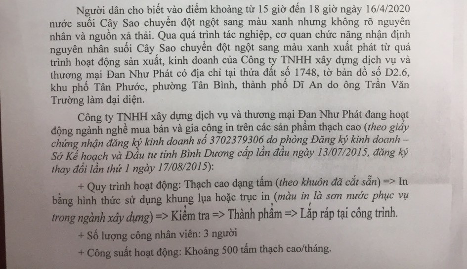 Môi trường - Tìm ra thủ phạm làm kênh nước đổi màu xanh ở Bình Dương (Hình 2).