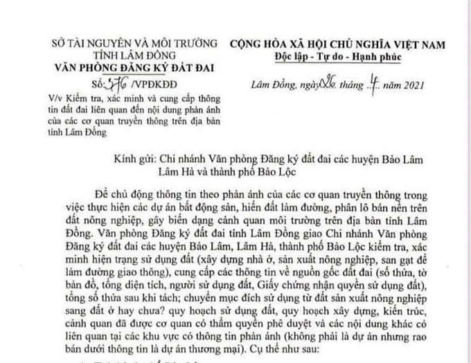 Bất động sản - Lâm Đồng kiểm tra các khu đất, dự án phân lô từ đất nông nghiệp