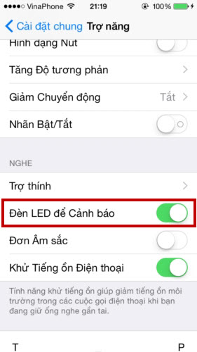 Thủ thuật - Tiện ích - Mách nhỏ người dùng iPhone cách cài đặt thông báo cuộc gọi, tin nhắn bằng đèn Flash (Hình 4).