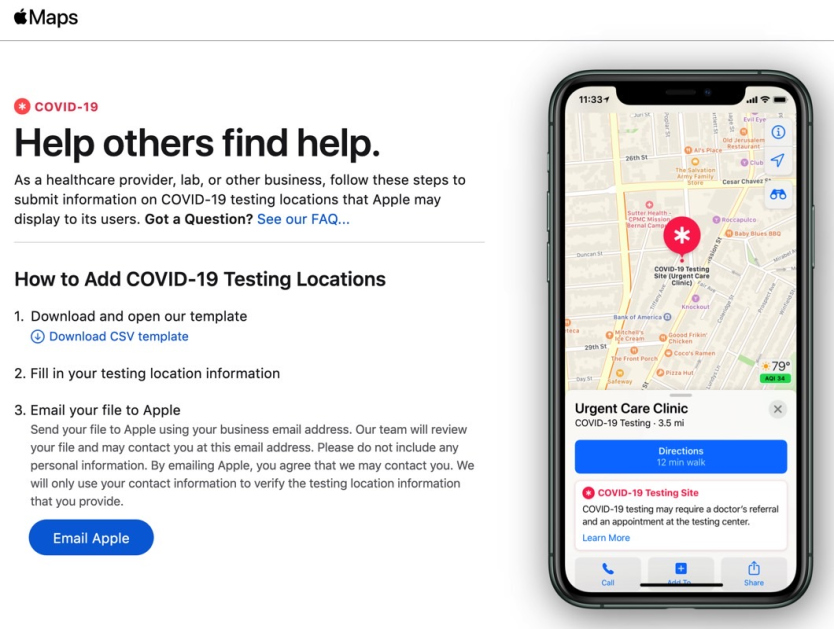 Cuộc sống số - Apple sẽ hiển thị các điểm xét nghiệm Covid-19 trên bản đồ iPhone