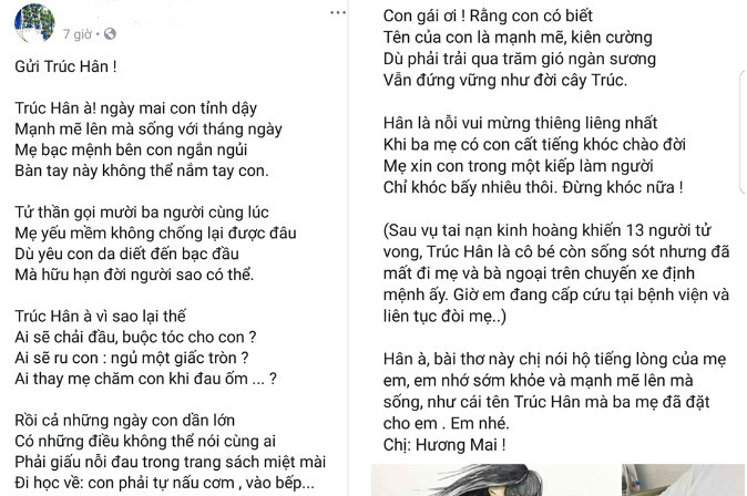 Cộng đồng mạng - Cô giáo dạy toán làm thơ tặng bé Trúc Hân với lời nhắn đầy nước mắt