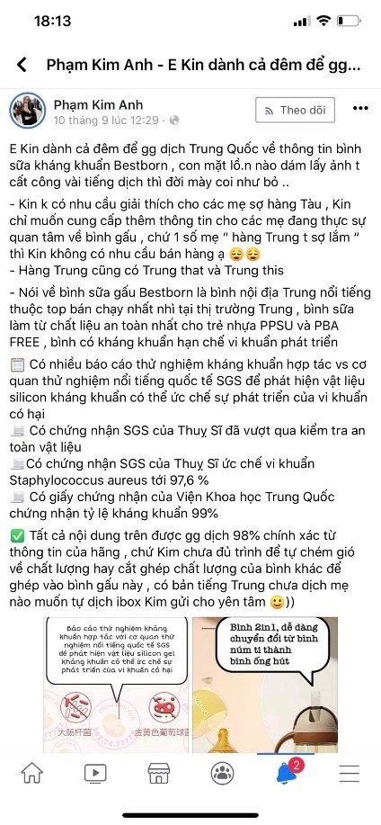 Xã hội - Bình sữa thương hiệu BestBorn bán qua mạng: Chưa đáp ứng các quy định pháp luật để lưu hành