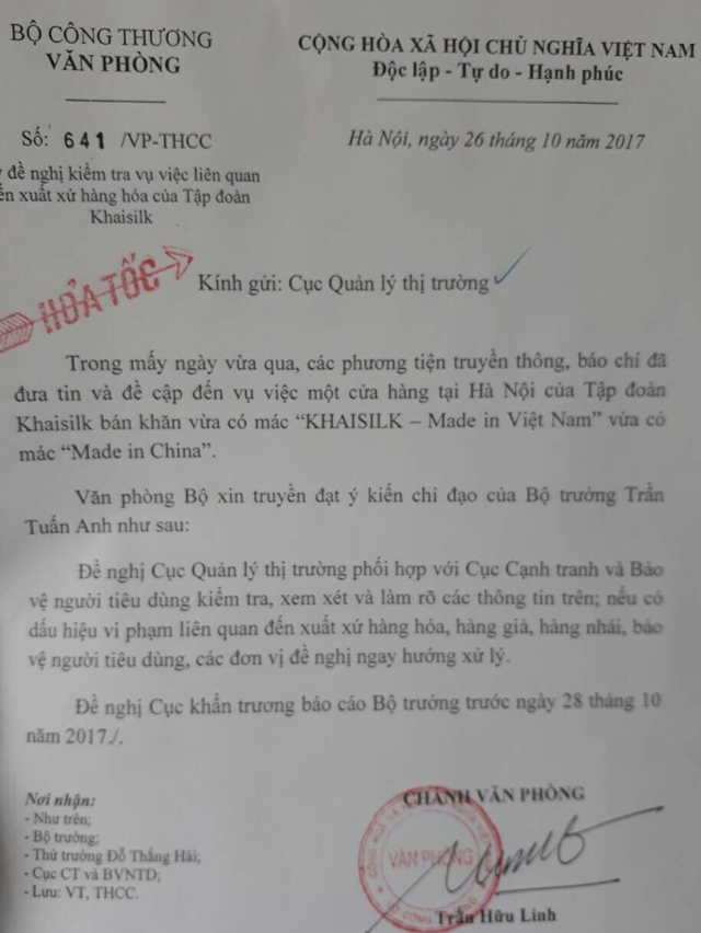 Tiêu dùng & Dư luận - Vụ khăn lụa của Khaisilk: Bộ trưởng Công Thương chỉ đạo kiểm tra, làm rõ