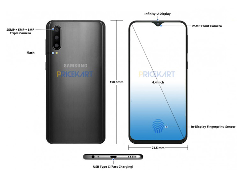 Sản phẩm - Lộ diện hình ảnh Samsung Galaxy A50 với màn hình mới, vây tay trong màn hình