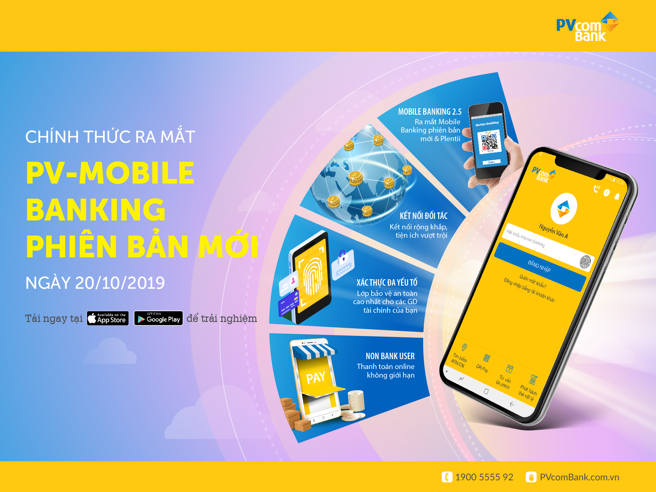 Tài chính - Ngân hàng - PVcomBank chính thức ra mắt phiên bản mới của ứng dụng PV-Mobile Banking