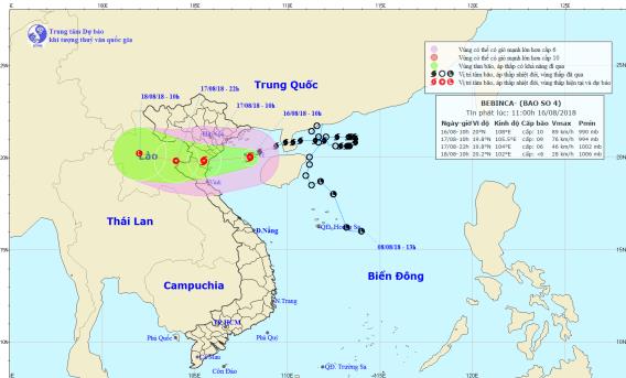 Tin nhanh - Bão số 4 đã mạnh thêm, cách Nam Định 180km