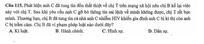 Pháp luật - Đề thi GDCD THPT Quốc gia 2017: Tình huống pháp lý thiếu dữ liệu (Hình 2).