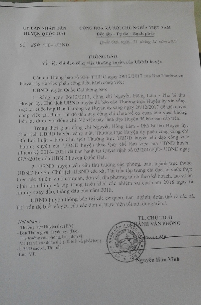 An ninh - Hình sự - Người dân lo lắng trước sự vắng mặt bất thường của Chủ tịch huyện Quốc Oai (Hình 2).