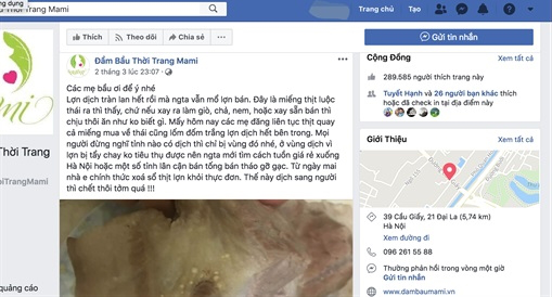 Tin nhanh - Đề nghị xử lý fanpage chia sẻ thông tin, hình ảnh sai sự thật dịch tả lợn Châu Phi