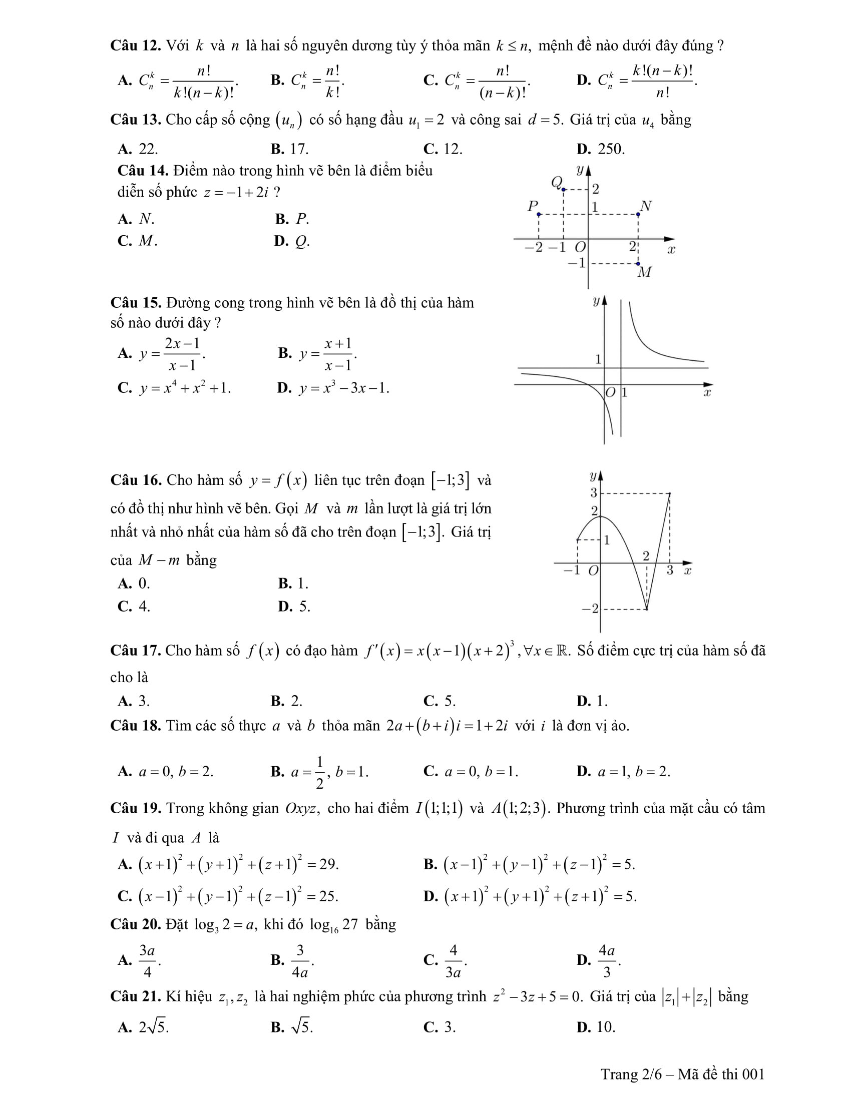 Giáo dục - Đáp án đề thi môn Toán thi THPT Quốc gia 2019 của bộ GD&ĐT mã đề 104 (Hình 9).