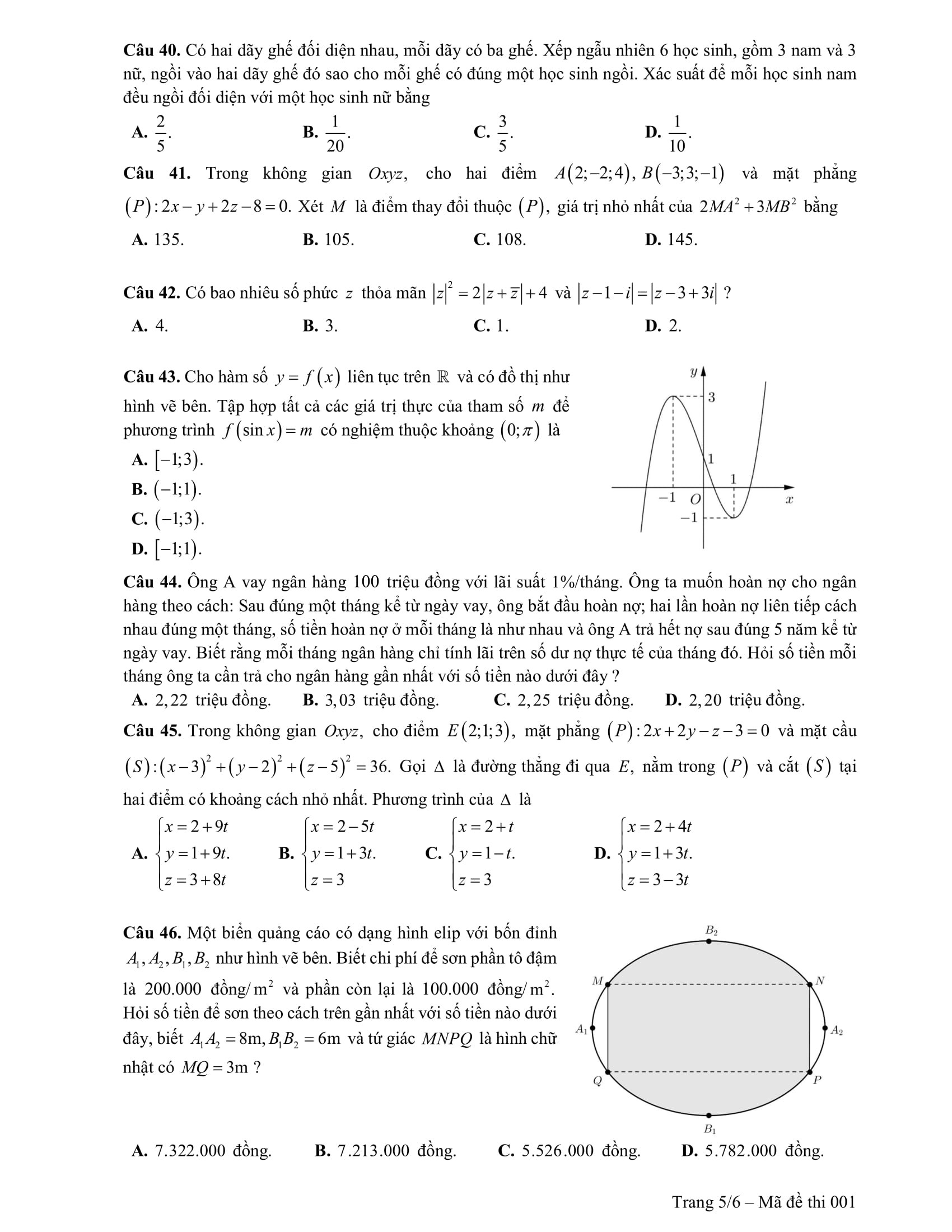 Giáo dục - Đáp án đề thi môn Toán thi THPT Quốc gia 2019 của bộ GD&ĐT mã đề 104 (Hình 12).