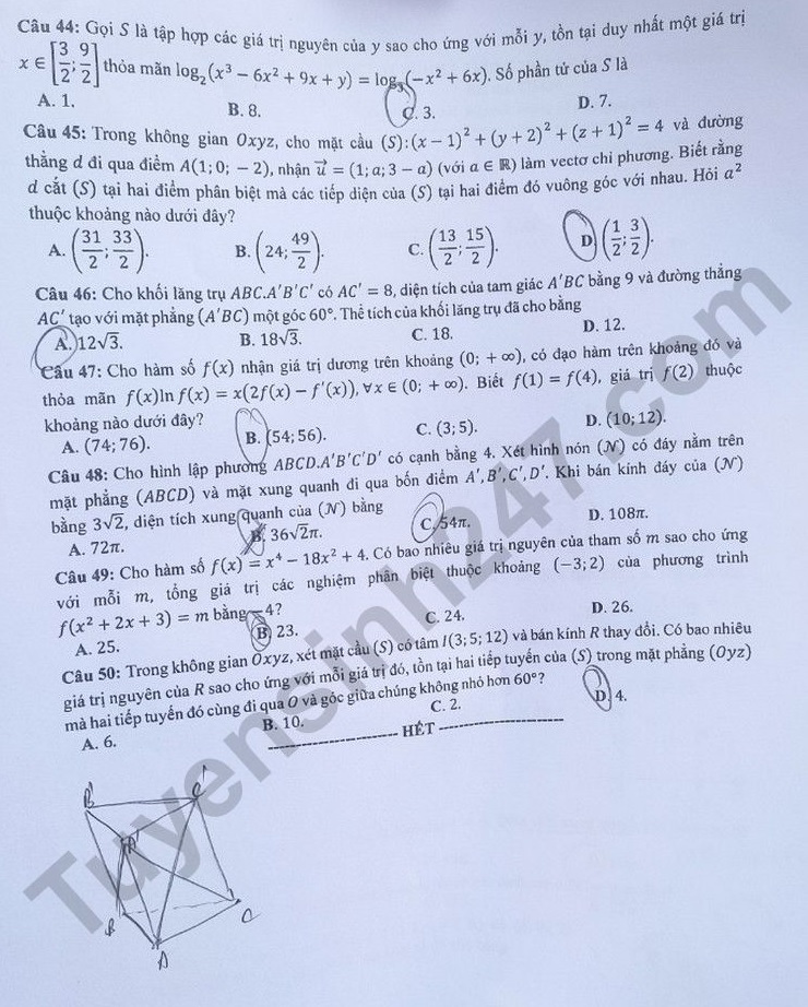 Giáo dục - Đề thi, đáp án môn Toán thi tốt nghiệp THPT 2023 chuẩn nhất mã đề 122 (Hình 5).